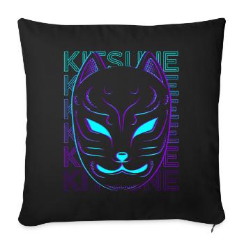 Kitsune Mask Fox Mask Japanese Mask Retro - Sofa pillowcase 17,3'' x 17,3'' (45 x 45 cm) - black - Front
