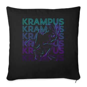 Krampus Noël Rétro - Housse de coussin décorative 45 x 45 cm - noir - Devant