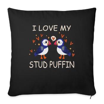 I Love My Stud Puffin Puffin Relationship - Sofa pillowcase 17,3'' x 17,3'' (45 x 45 cm) - black - Front