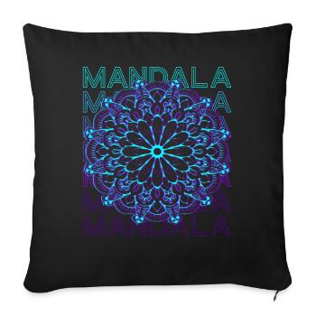Mandala Géométrie Sacrée Prana Rétro - Housse de coussin décorative 45 x 45 cm - noir - Devant