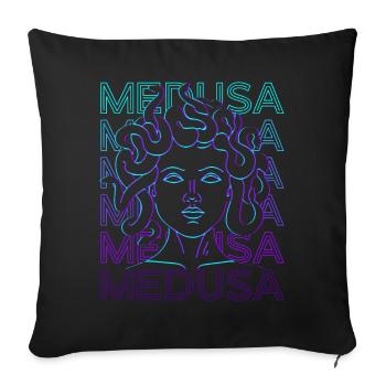 Méduse Mythologie grecque Gorgone Grie antique - Housse de coussin décorative 45 x 45 cm - noir - Devant