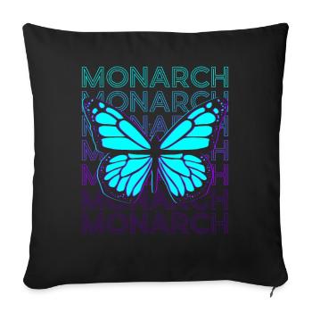 Monarque Papillon Rétro - Housse de coussin décorative 45 x 45 cm - noir - Devant