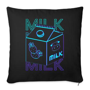 Japanese Strawberry Milk Carton Retro - Sofa pillowcase 17,3'' x 17,3'' (45 x 45 cm) - black - Front