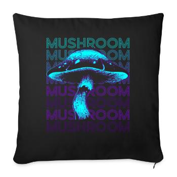 Champignons Champignons Rétro - Housse de coussin décorative 45 x 45 cm - noir - Devant