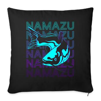 Namazu Earthshaker Mythologie japonaise Poisson-chat - Housse de coussin décorative 45 x 45 cm - noir - Devant