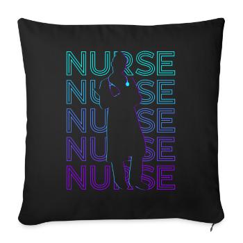 Nurse RN Nursing Retro - Sofa pillowcase 17,3'' x 17,3'' (45 x 45 cm) - black - Front