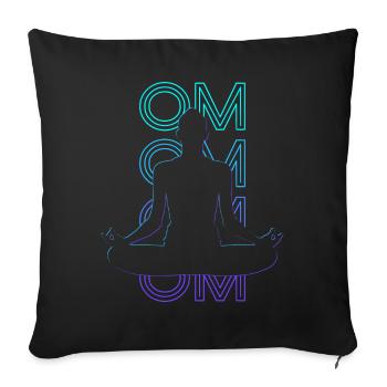 Om Yoga Méditation Bouddhisme Bouddhiste Rétro - Housse de coussin décorative 45 x 45 cm - noir - Devant