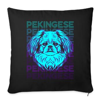 Rétro pékinois - Housse de coussin décorative 45 x 45 cm - noir - Devant