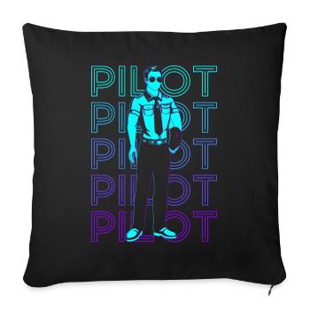 Pilot Luftfahrt Aviator Retro - Sofakissenbezug 45 x 45 cm - Schwarz - Vorne