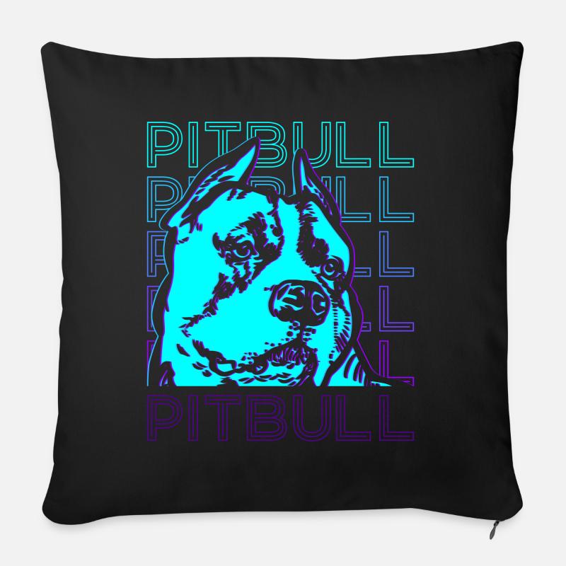 Pitbull Retro - Sofakissenbezug 45 x 45 cm - Schwarz