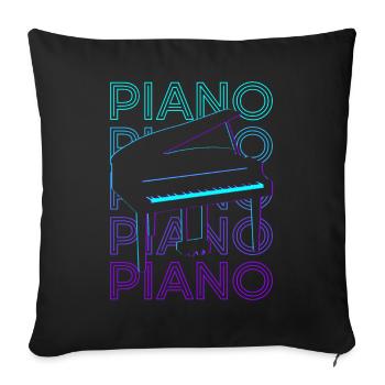 Piano Pianiste Claviériste Pianiste Rétro - Housse de coussin décorative 45 x 45 cm - noir - Devant