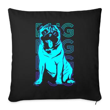 Mops Retro - Sofakissenbezug 45 x 45 cm - Schwarz - Vorne