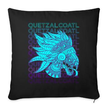 Quetzalcoatl Aztèques Serpent à plumes Maya Inca - Housse de coussin décorative 45 x 45 cm - noir - Devant