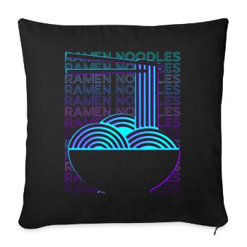 Ramen-Nudeln Retro - Sofakissenbezug 45 x 45 cm - Schwarz - Vorne