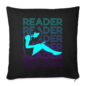 Bookworm Book Reader Lire le livre Retro - Housse de coussin décorative 45 x 45 cm - noir - Devant