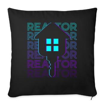 Courtier Agent immobilier Courtier Retro - Housse de coussin décorative 45 x 45 cm - noir - Devant
