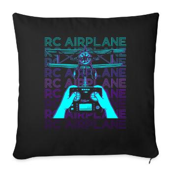 RC Airplane Drone Retro - Sofa pillowcase 17,3'' x 17,3'' (45 x 45 cm) - black - Front