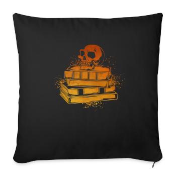 Crâne sur les livres - Dark Academia - Housse de coussin décorative 45 x 45 cm - noir - Devant