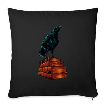 Raven sur les livres - Dark Academia - Housse de coussin décorative 45 x 45 cm - noir - Devant