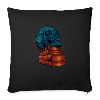 Crâne sur les livres - Dark Academia - Housse de coussin décorative 45 x 45 cm - noir - Devant