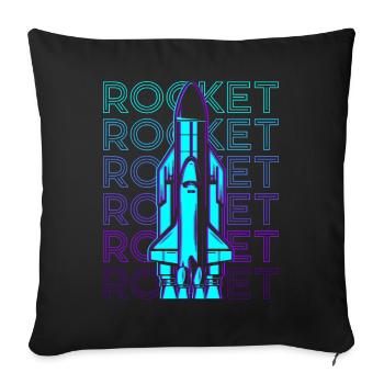 Rocket Spaceship Space Shuttle Retro - Sofa pillowcase 17,3'' x 17,3'' (45 x 45 cm) - black - Front