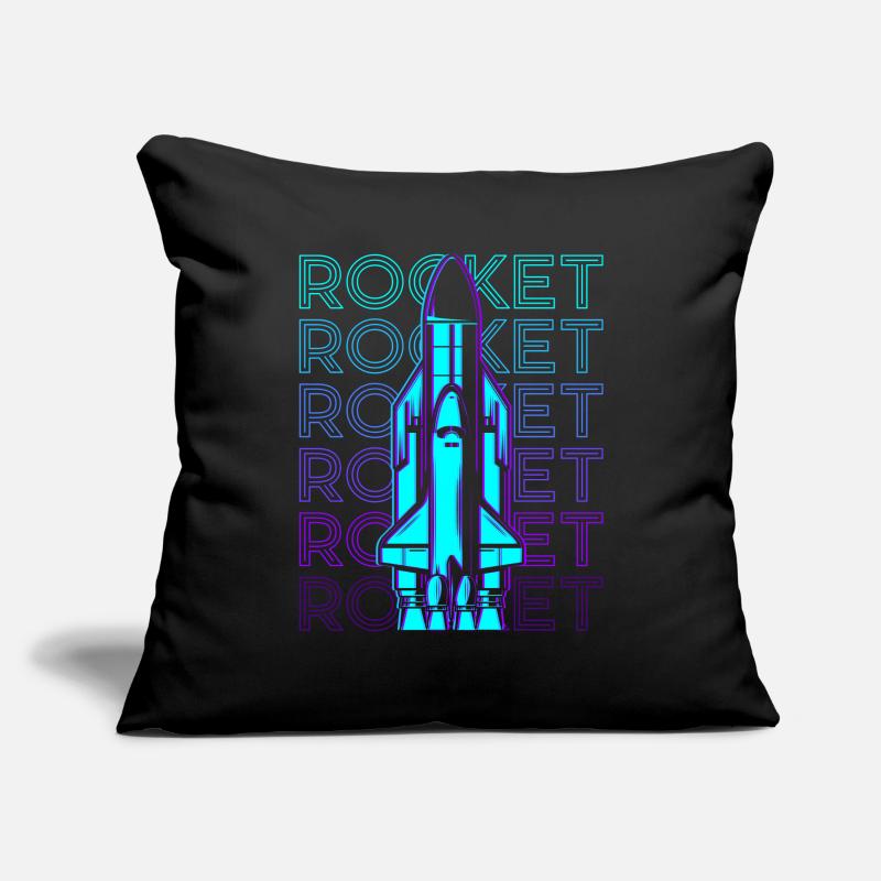 Vaisseau spatial fusée Navette spatiale Retro Housse de coussin décorative 45 x 45 cm
