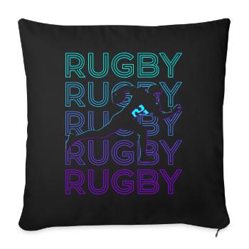Rugby Player Retro - Sofa pillowcase 17,3'' x 17,3'' (45 x 45 cm) - black - Front