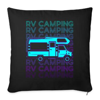 Motorhome Camping Motorhome Retro - Sofa pillowcase 17,3'' x 17,3'' (45 x 45 cm) - black - Front