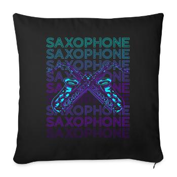Saxophoniste Saxophoniste Rétro - Housse de coussin décorative 45 x 45 cm - noir - Devant