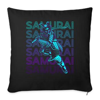 Japanischer Samurai Bushido Krieger Ronin Retro - Sofakissenbezug 45 x 45 cm - Schwarz - Vorne