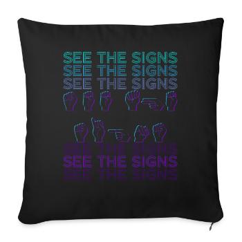 Sign Language ASL See The Signs Retro - Sofa pillowcase 17,3'' x 17,3'' (45 x 45 cm) - black - Front