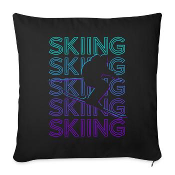 Ski Skieurs Ski Rétro - Housse de coussin décorative 45 x 45 cm - noir - Devant