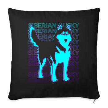 Siberian Husky Retro - Sofa pillowcase 17,3'' x 17,3'' (45 x 45 cm) - black - Front