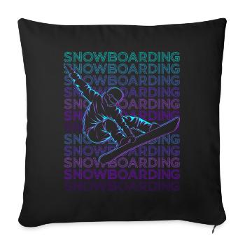 Snowboard Snowboarder Snowboard Rétro - Housse de coussin décorative 45 x 45 cm - noir - Devant