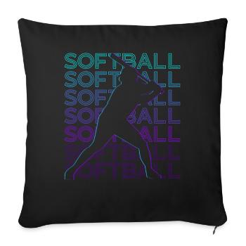 Joueur de Softball Rétro - Housse de coussin décorative 45 x 45 cm - noir - Devant