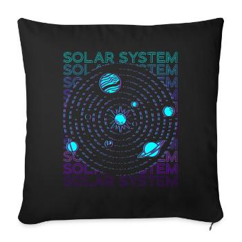 Solar System Retro - Sofa pillowcase 17,3'' x 17,3'' (45 x 45 cm) - black - Front