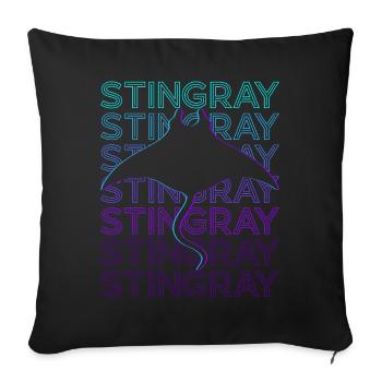 Stingray Manta Rays Rétro - Housse de coussin décorative 45 x 45 cm - noir - Devant