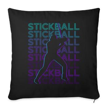 Stickball Player Rétro - Housse de coussin décorative 45 x 45 cm - noir - Devant