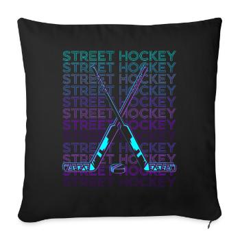 Street Hockey Player Retro - Sofa pillowcase 17,3'' x 17,3'' (45 x 45 cm) - black - Front