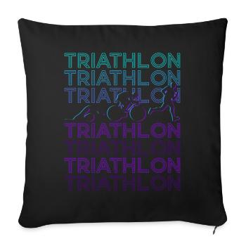 Triathlon Triathlète Rétro - Housse de coussin décorative 45 x 45 cm - noir - Devant