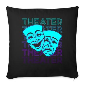 Theatre Masks Retro - Sofa pillowcase 17,3'' x 17,3'' (45 x 45 cm) - black - Front