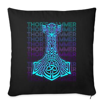 Thor Hammer Mjolnir Norse Mythology Retro - Sofa pillowcase 17,3'' x 17,3'' (45 x 45 cm) - black - Front