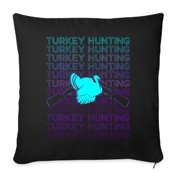 Chasse à la dinde Chasseur de dinde Retro - Housse de coussin décorative 45 x 45 cm - noir - Devant