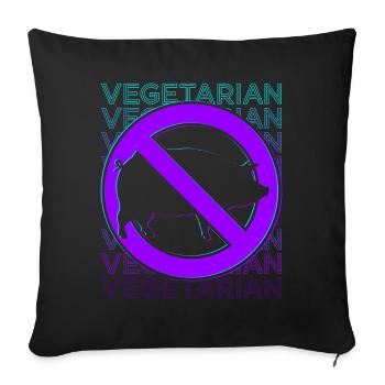 Végétarien Végétalien Veganisme Rétro - Housse de coussin décorative 45 x 45 cm - noir - Devant