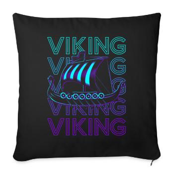 Navire Viking Longship Rétro - Housse de coussin décorative 45 x 45 cm - noir - Devant