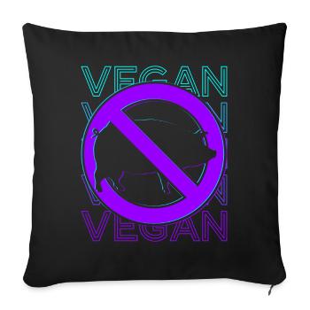 Végétalien Végétarien Veganisme Rétro - Housse de coussin décorative 45 x 45 cm - noir - Devant
