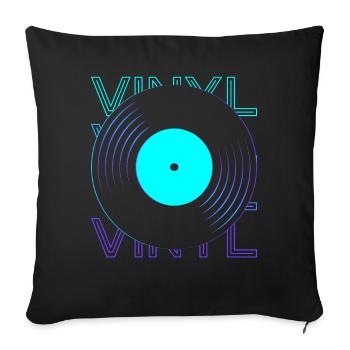 Vinyl Record Vinyl Record Player Phon - Sofa pillowcase 17,3'' x 17,3'' (45 x 45 cm) - black - Front