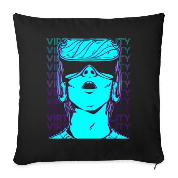 VR Réalité Virtuelle Gamer Retro - Housse de coussin décorative 45 x 45 cm - noir - Devant