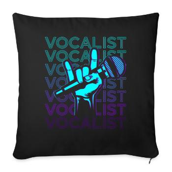 Chanteur Chanteur Musicien Rockshield Microphone - Housse de coussin décorative 45 x 45 cm - noir - Devant