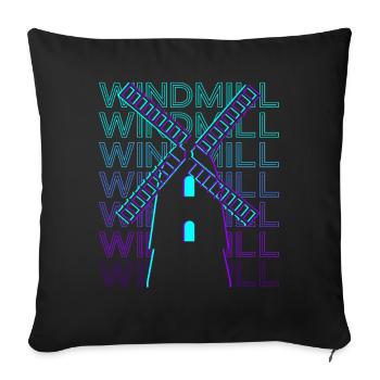 Moulin à vent Rétro - Housse de coussin décorative 45 x 45 cm - noir - Devant